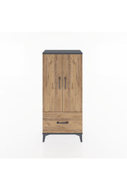 Hyperion Dolap 2 Raflı Tek Çekmeceli 2 Kapaklı 60x44x134 Antrasit-Çam