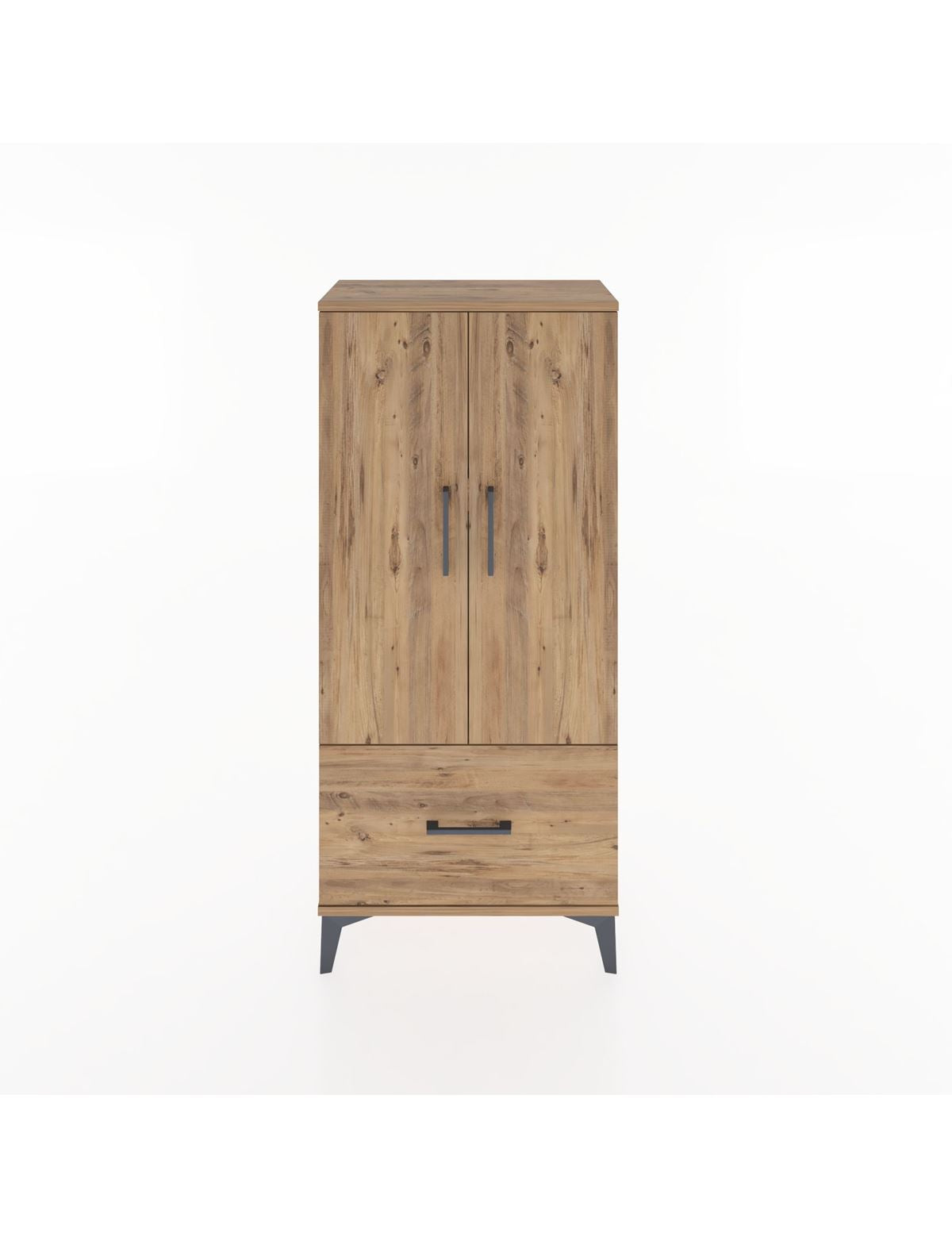 Hyperion Dolap 2 Raflı Tek Çekmeceli 2 Kapaklı 60x44x134 Çam-Çam