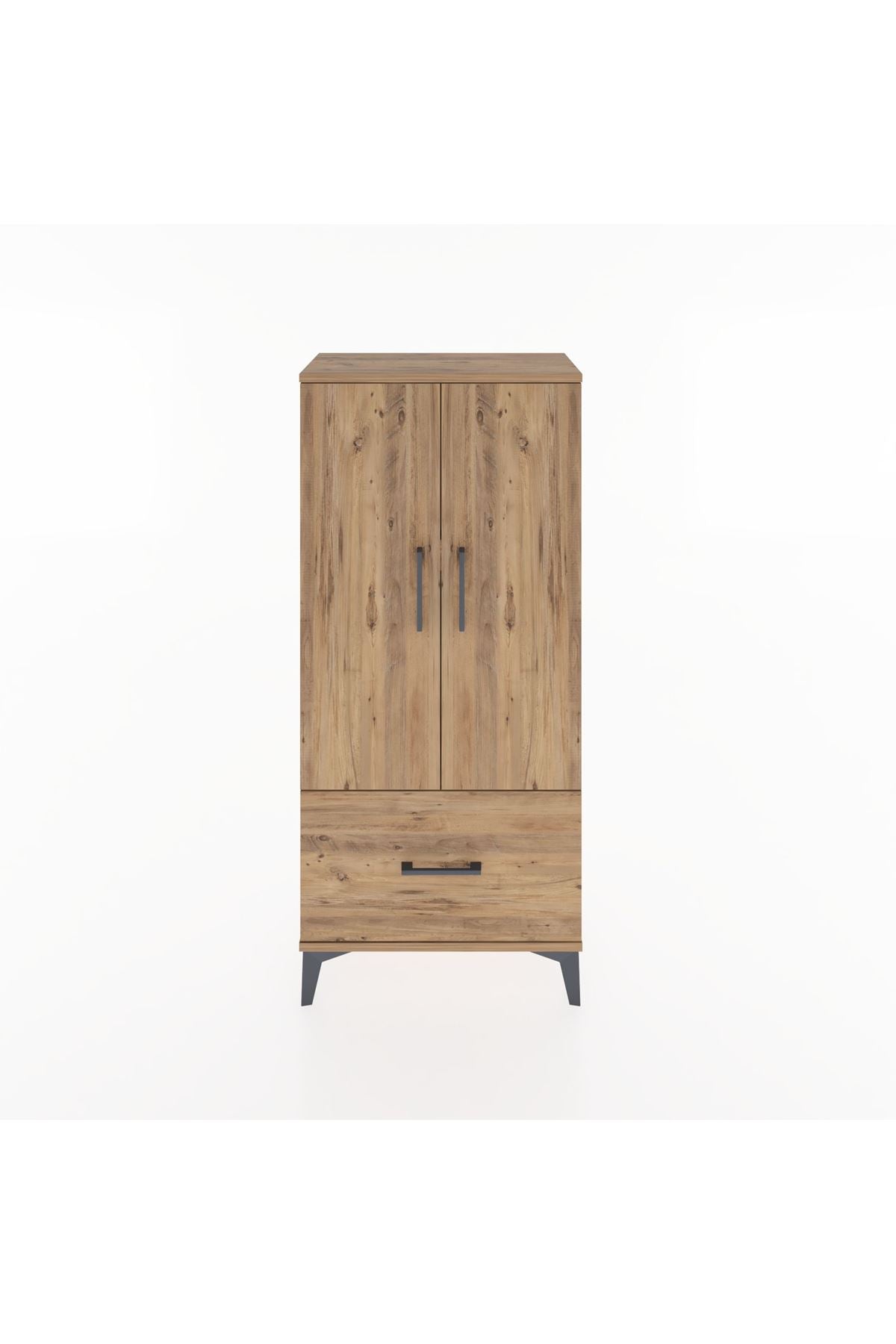 Hyperion Dolap 2 Raflı Tek Çekmeceli 2 Kapaklı 60x44x134 Çam-Çam