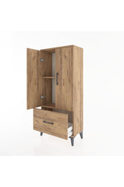 Hyperion Dolap 2 Raflı Tek Çekmeceli 2 Kapaklı 60x44x134 Çam-Çam