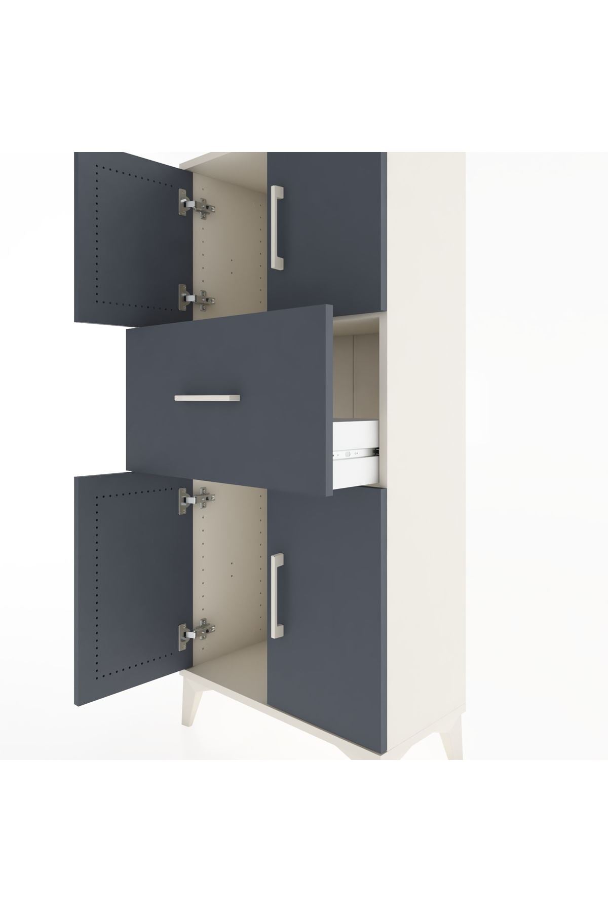 Hyperion Dolap Tek Raflı Tek Çekmeceli 4 Kapaklı 60x44x134 - S50M061V2B