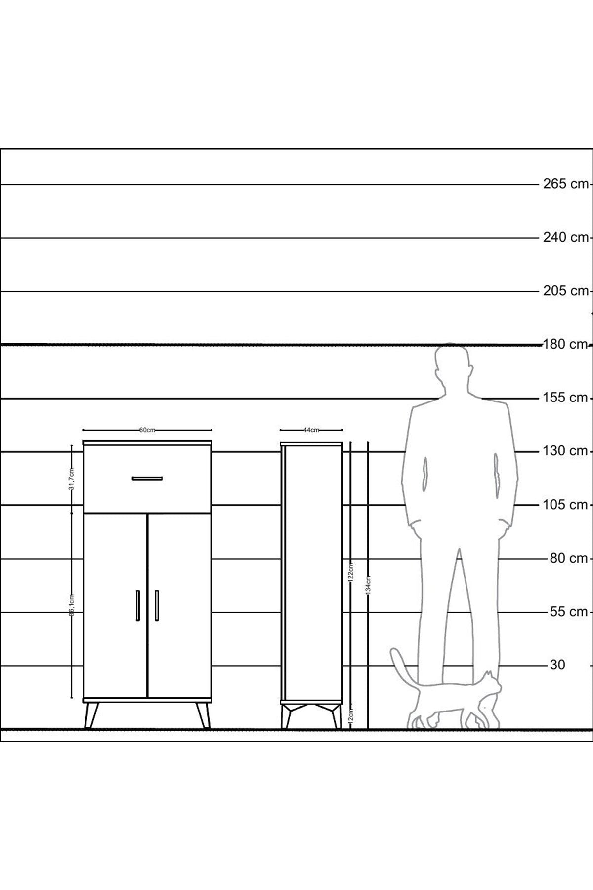 Hyperion Dolap 2 Raflı Tek Çekmeceli 2 Kapaklı 60x44x134 Aytaşı-Aytaşı