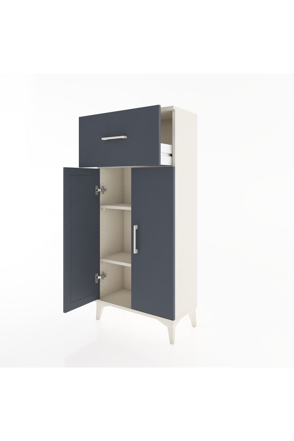 Hyperion Dolap 2 Raflı Tek Çekmeceli 2 Kapaklı 60x44x134 Aytaşı-Antrasit