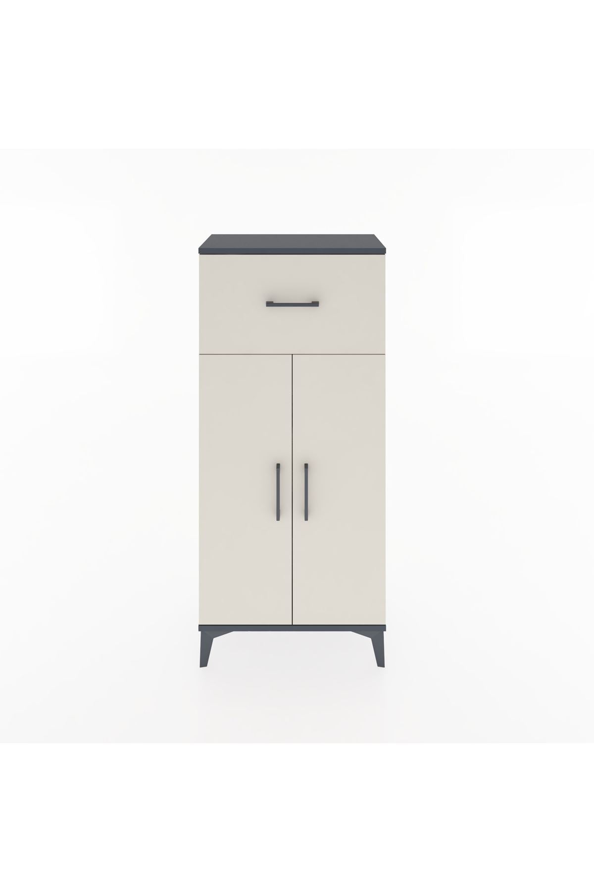 Hyperion Dolap 2 Raflı Tek Çekmeceli 2 Kapaklı 60x44x134 Antrasit-Aytaşı