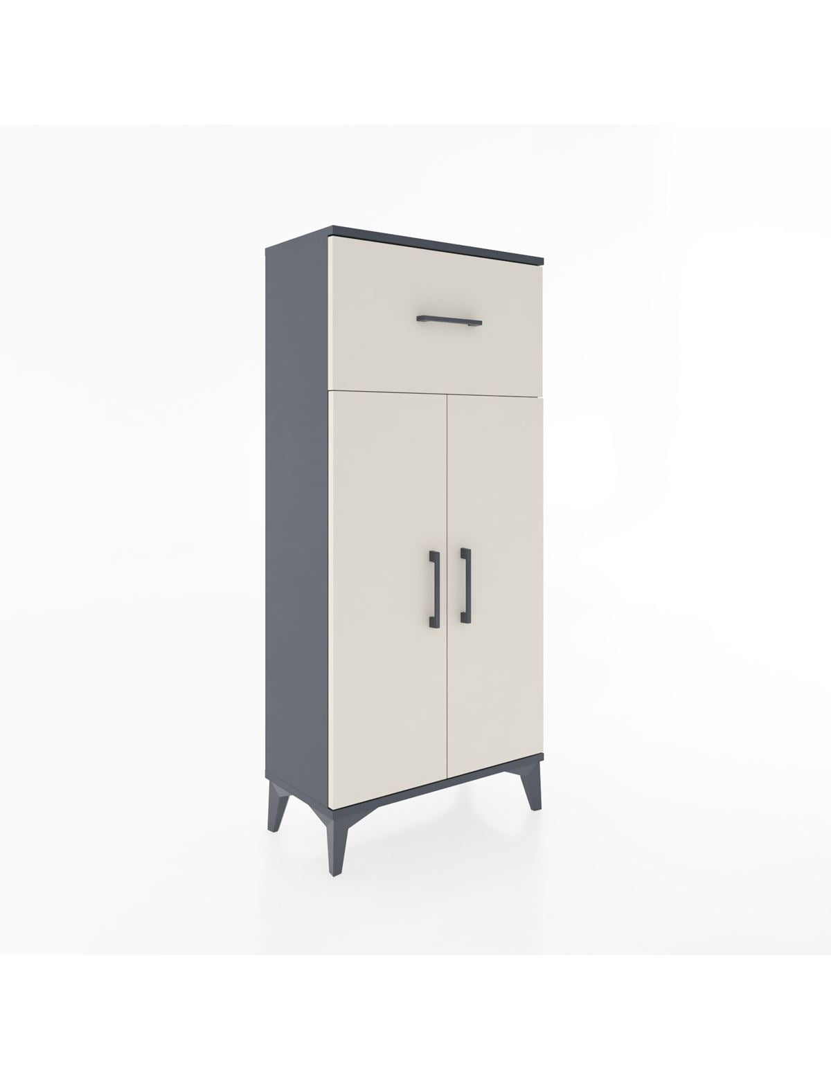 Hyperion Dolap 2 Raflı Tek Çekmeceli 2 Kapaklı 60x44x134 Antrasit-Aytaşı