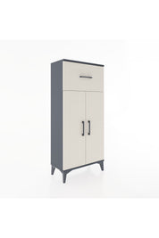 Hyperion Dolap 2 Raflı Tek Çekmeceli 2 Kapaklı 60x44x134 Antrasit-Aytaşı