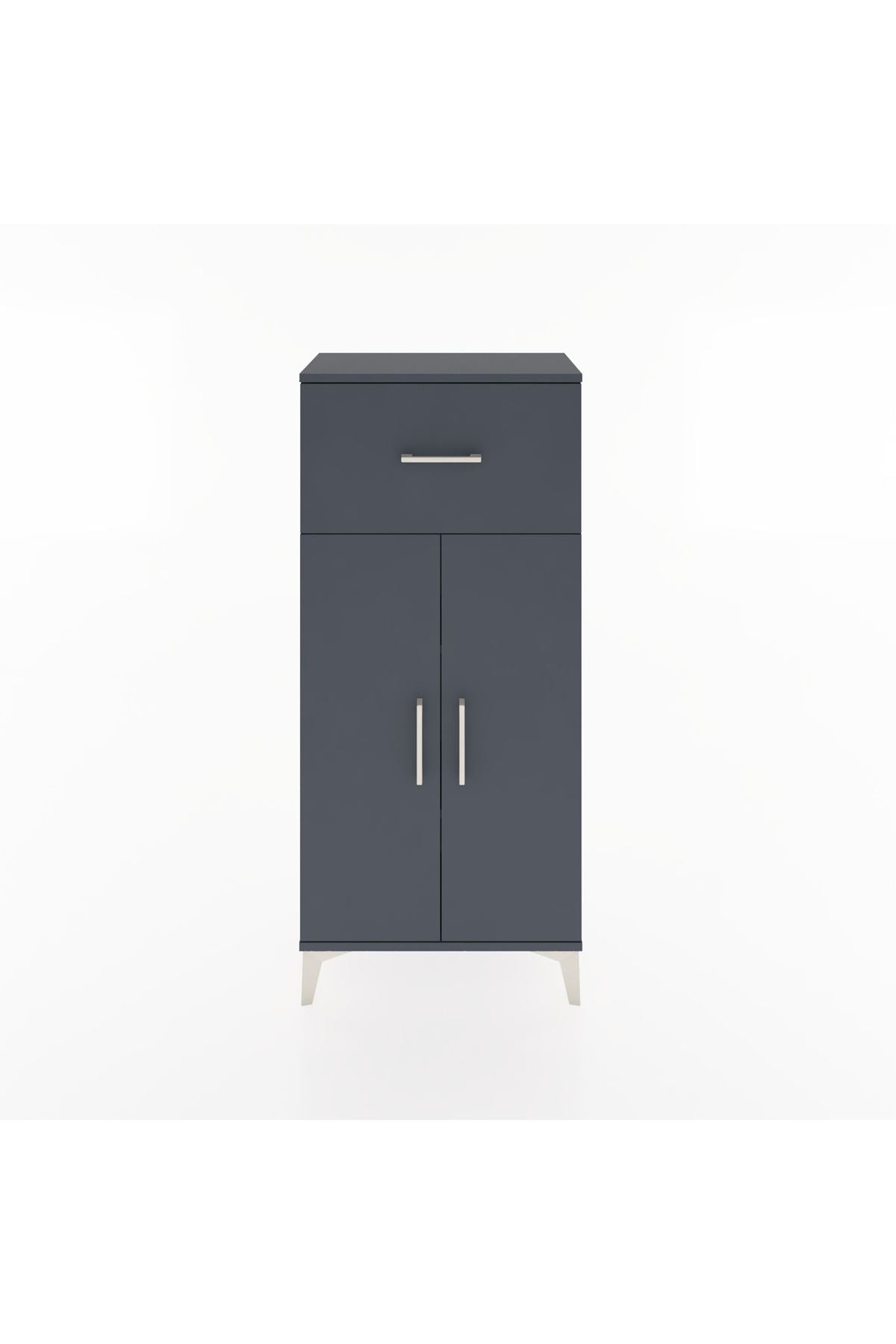 Hyperion Dolap 2 Raflı Tek Çekmeceli 2 Kapaklı 60x44x134 Antrasit-Antrasit