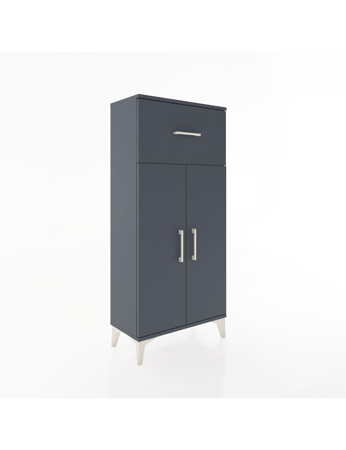 Hyperion Dolap 2 Raflı Tek Çekmeceli 2 Kapaklı 60x44x134 Antrasit-Antrasit