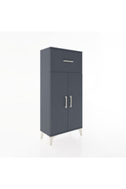 Hyperion Dolap 2 Raflı Tek Çekmeceli 2 Kapaklı 60x44x134 Antrasit-Antrasit