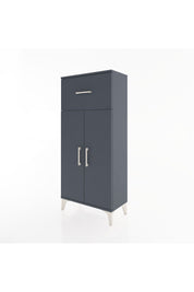 Hyperion Dolap 2 Raflı Tek Çekmeceli 2 Kapaklı 60x44x134 Antrasit-Antrasit