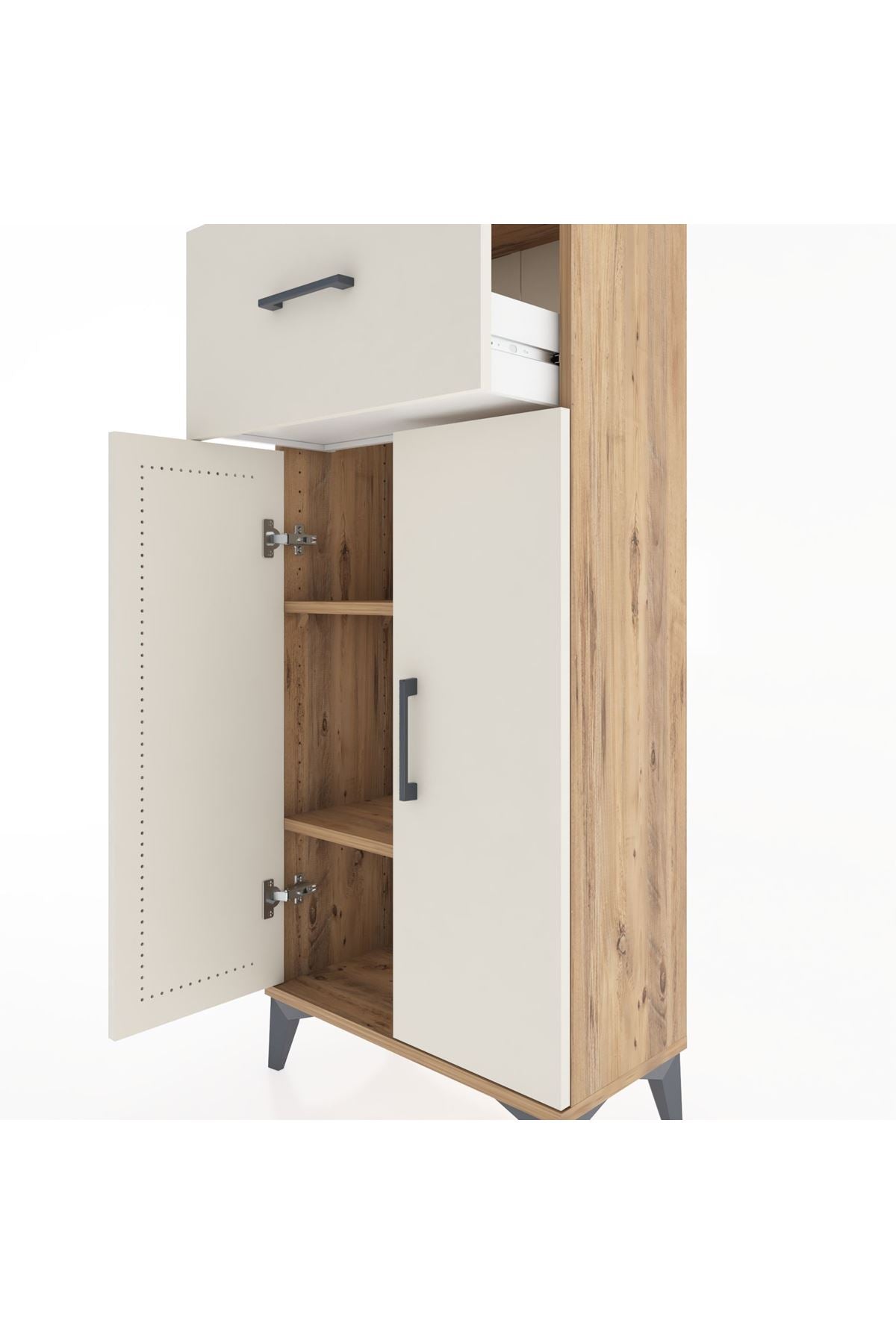 Hyperion Dolap 2 Raflı Tek Çekmeceli 2 Kapaklı 60x44x134 Çam-Aytaşı