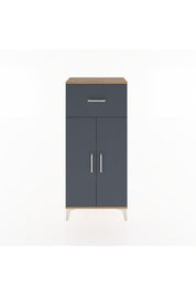 Hyperion Dolap 2 Raflı Tek Çekmeceli 2 Kapaklı 60x44x134 Çam-Antrasit