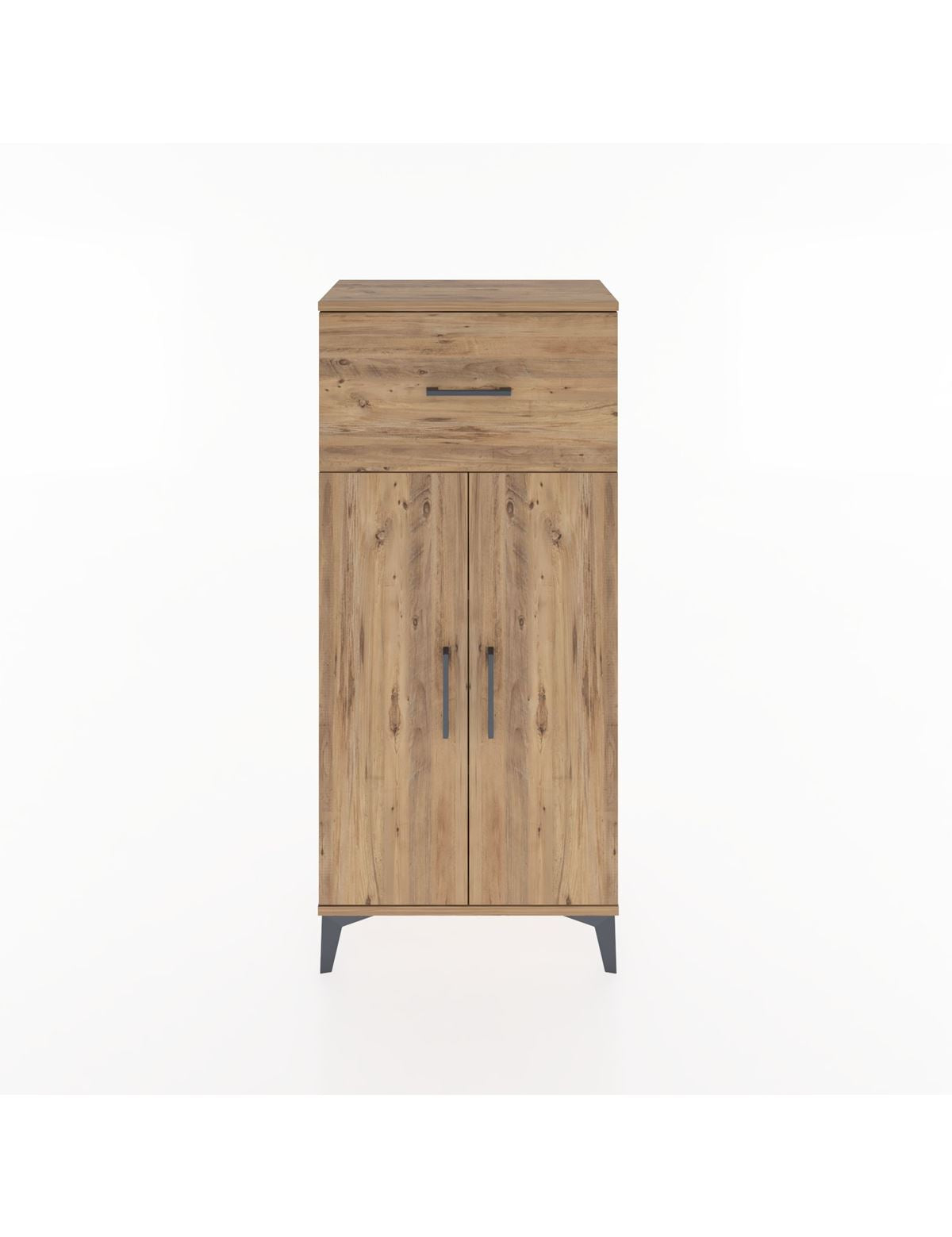 Hyperion Dolap 2 Raflı Tek Çekmeceli 2 Kapaklı 60x44x134 Çam-Çam