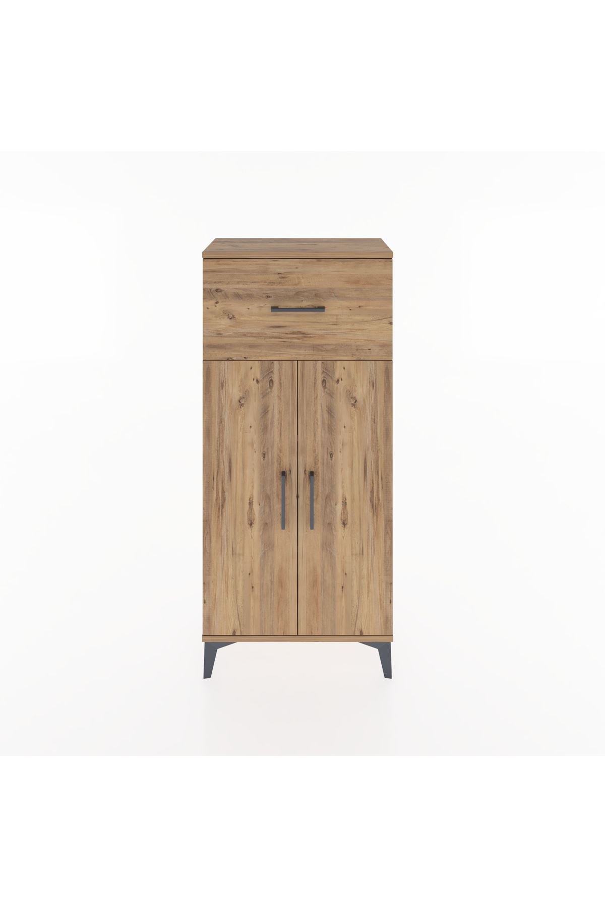 Hyperion Dolap 2 Raflı Tek Çekmeceli 2 Kapaklı 60x44x134 Çam-Çam