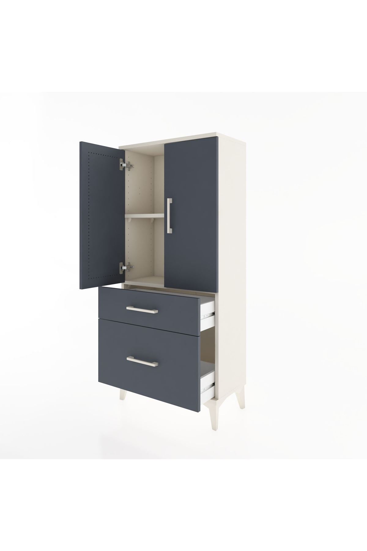 Hyperion Dolap 2 Raflı 2 Çekmeceli 2 Kapaklı 60x44x134 Aytaşı-Antrasit