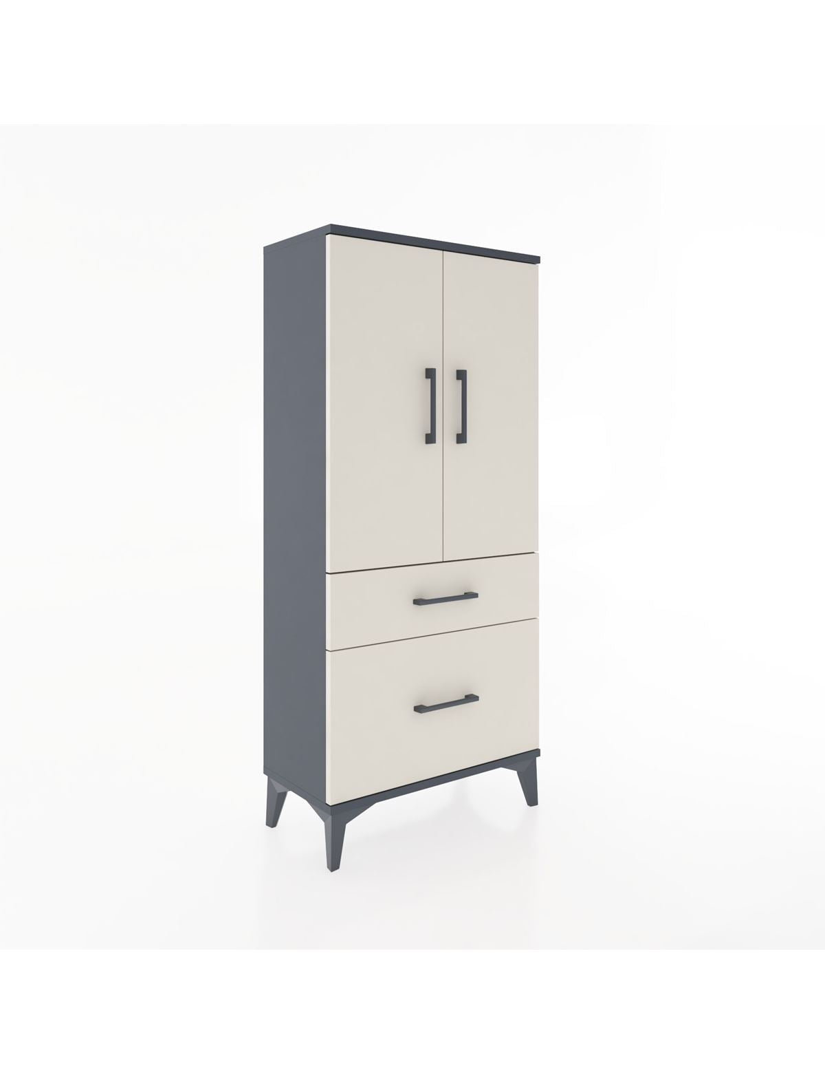 Hyperion Dolap 2 Raflı 2 Çekmeceli 2 Kapaklı 60x44x134 Antrasit-Aytaşı