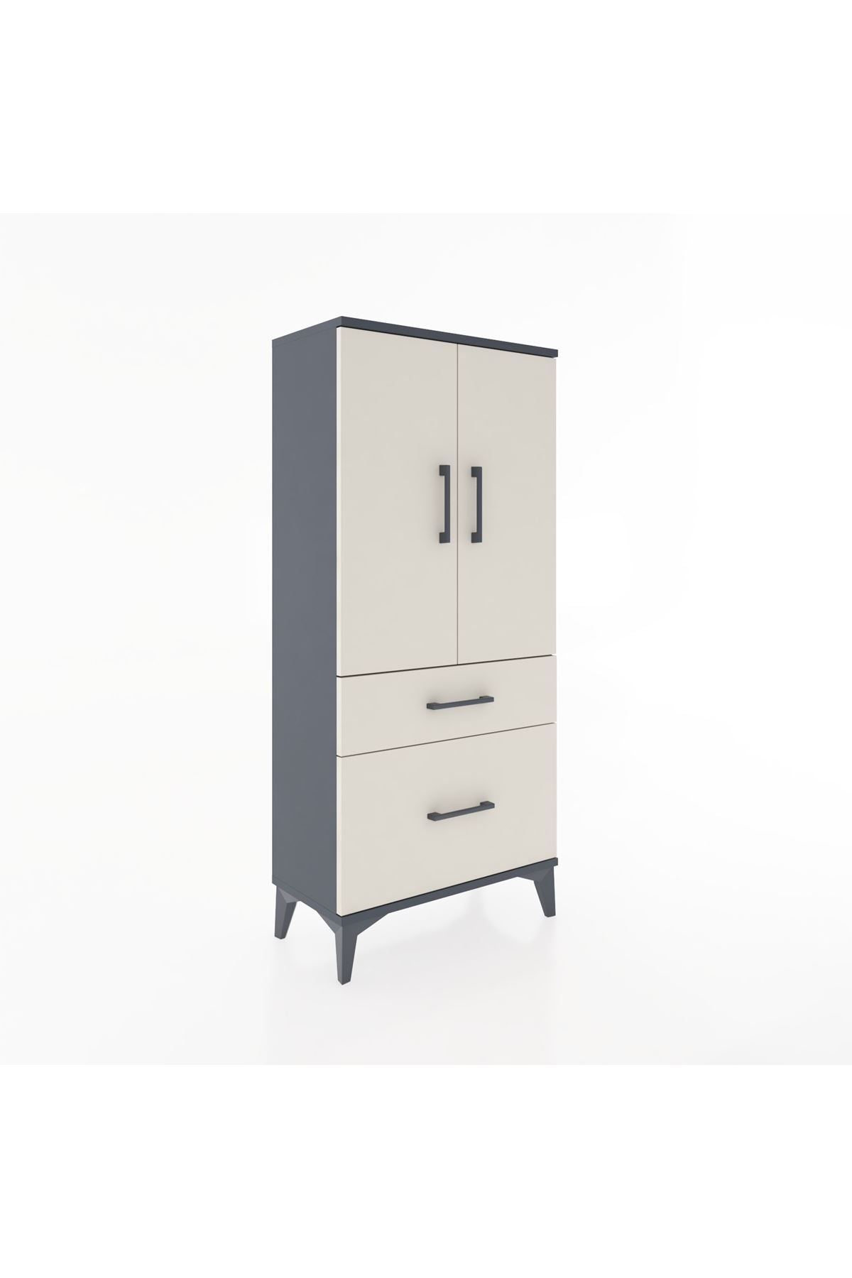 Hyperion Dolap 2 Raflı 2 Çekmeceli 2 Kapaklı 60x44x134 Antrasit-Aytaşı