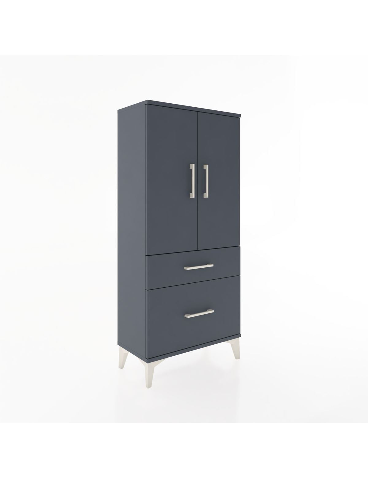 Hyperion Dolap 2 Raflı 2 Çekmeceli 2 Kapaklı 60x44x134 Antrasit-Antrasit