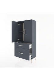 Hyperion Dolap 2 Raflı 2 Çekmeceli 2 Kapaklı 60x44x134 Antrasit-Antrasit