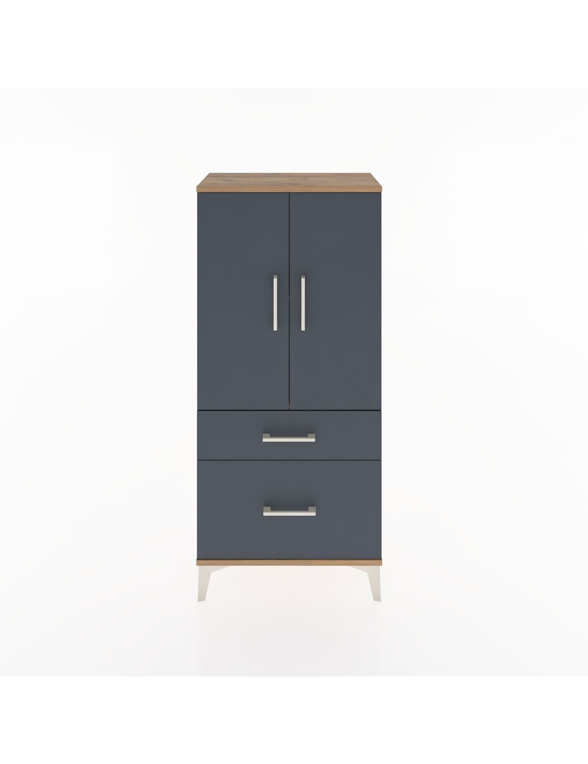 Hyperion Dolap 2 Raflı 2 Çekmeceli 2 Kapaklı 60x44x134 Çam-Antrasit