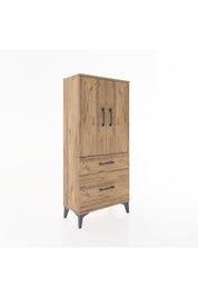 Hyperion Dolap 2 Raflı 2 Çekmeceli 2 Kapaklı 60x44x134 Çam-Çam