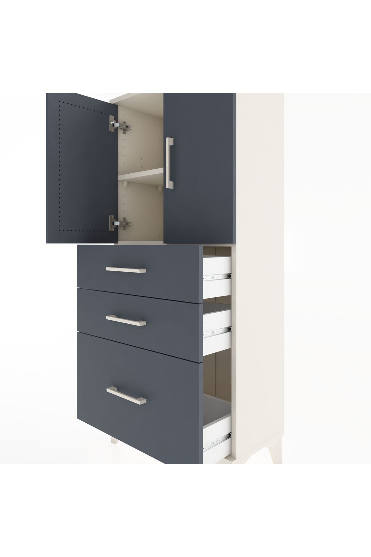 Hyperion Dolap 2 Raflı 3 Çekmeceli 2 Kapaklı 60x44x134 Aytaşı-Antrasit