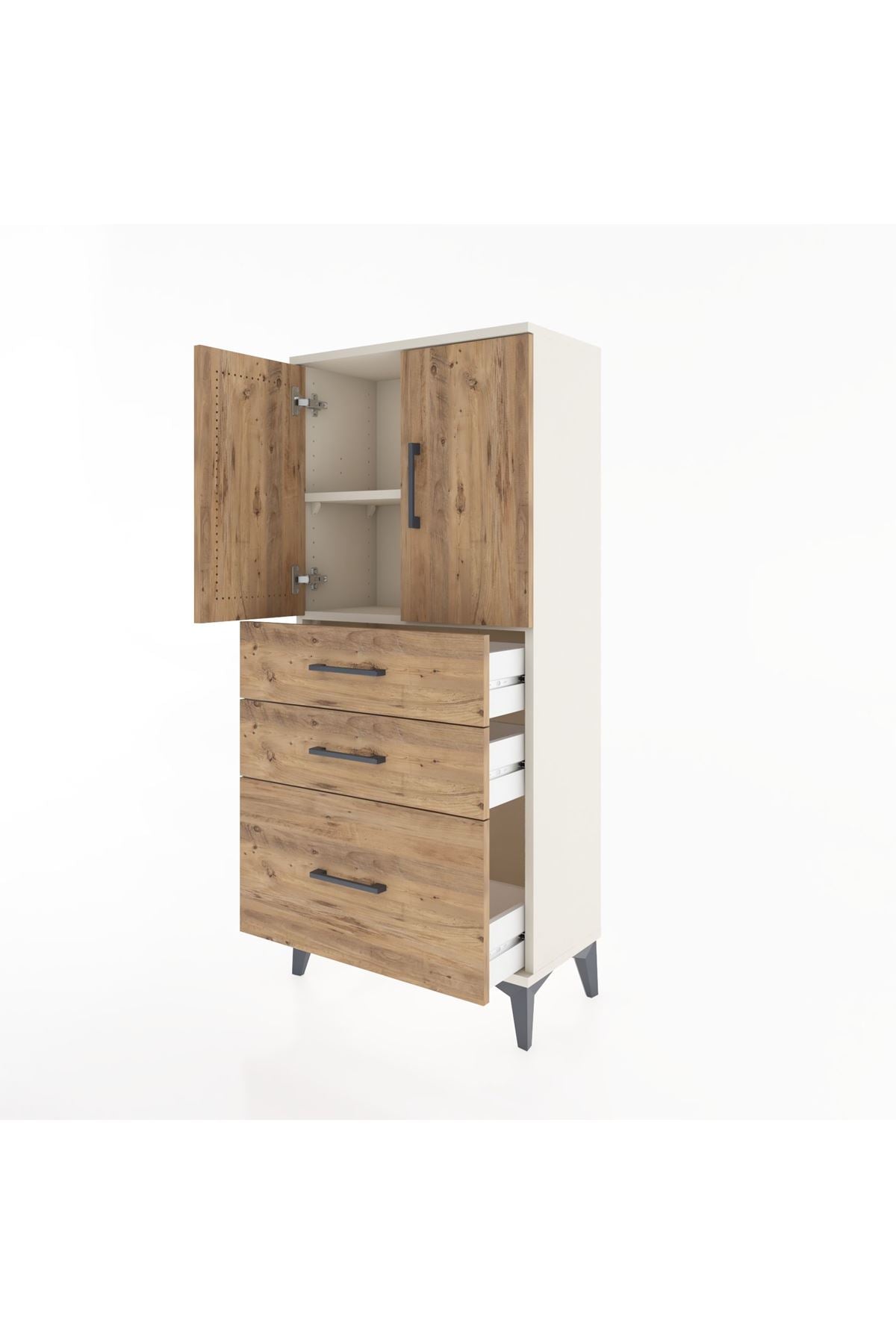 Hyperion Dolap 2 Raflı 3 Çekmeceli 2 Kapaklı 60x44x134 Aytaşı-Çam