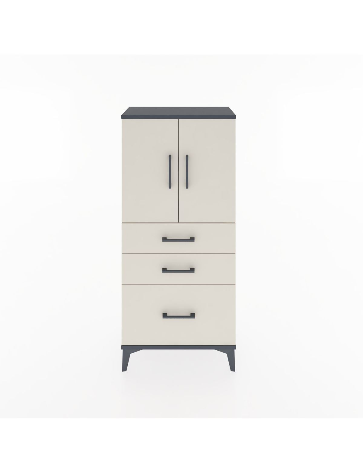 Hyperion Dolap 2 Raflı 3 Çekmeceli 2 Kapaklı 60x44x134 Antrasit-Aytaşı