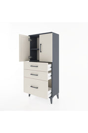 Hyperion Dolap 2 Raflı 3 Çekmeceli 2 Kapaklı 60x44x134 Antrasit-Aytaşı