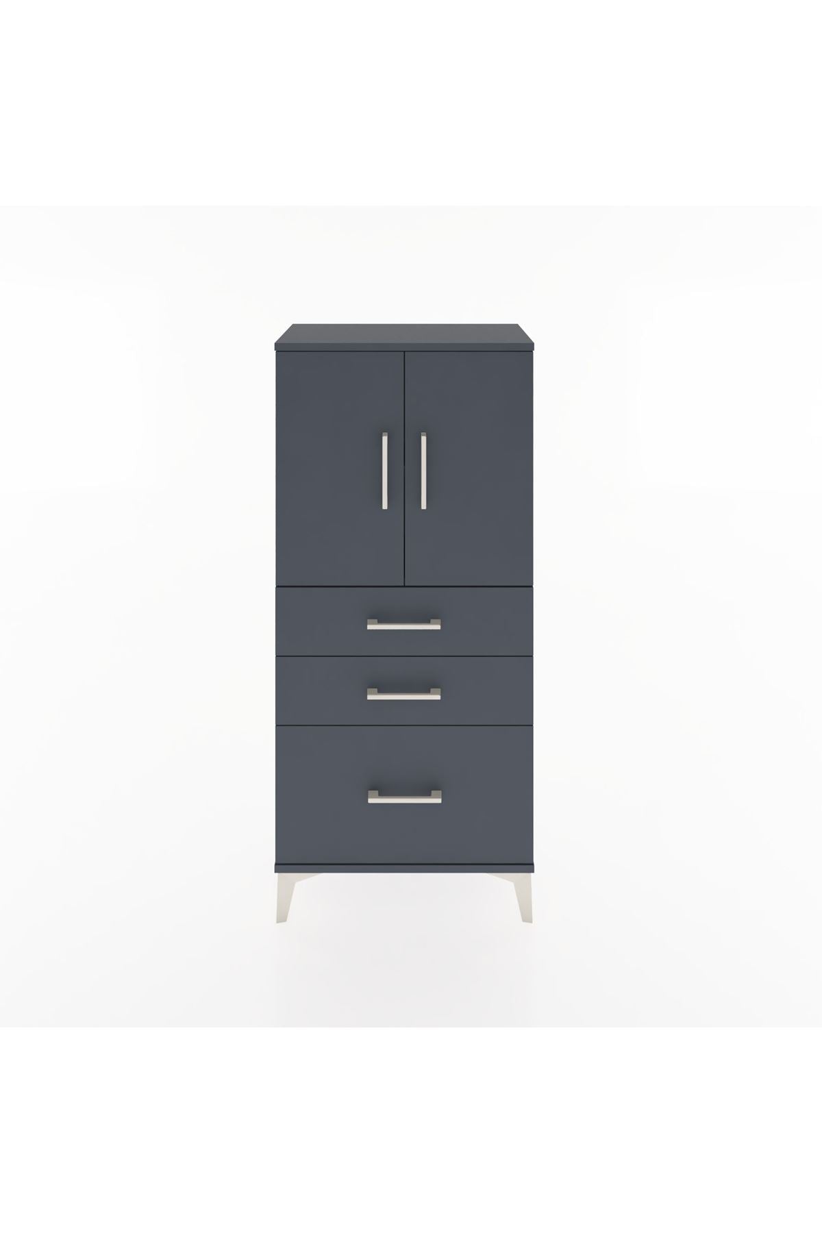 Hyperion Dolap 2 Raflı 3 Çekmeceli 2 Kapaklı 60x44x134 Antrasit-Antrasit