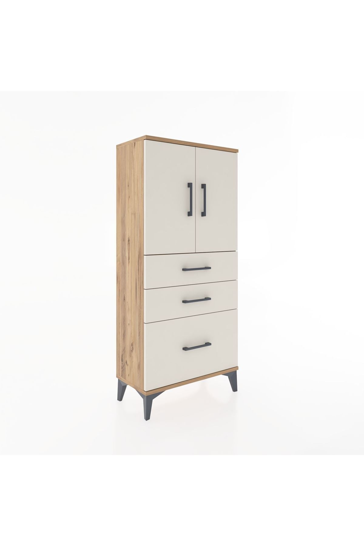 Hyperion Dolap 2 Raflı 3 Çekmeceli 2 Kapaklı 60x44x134 Çam-Aytaşı