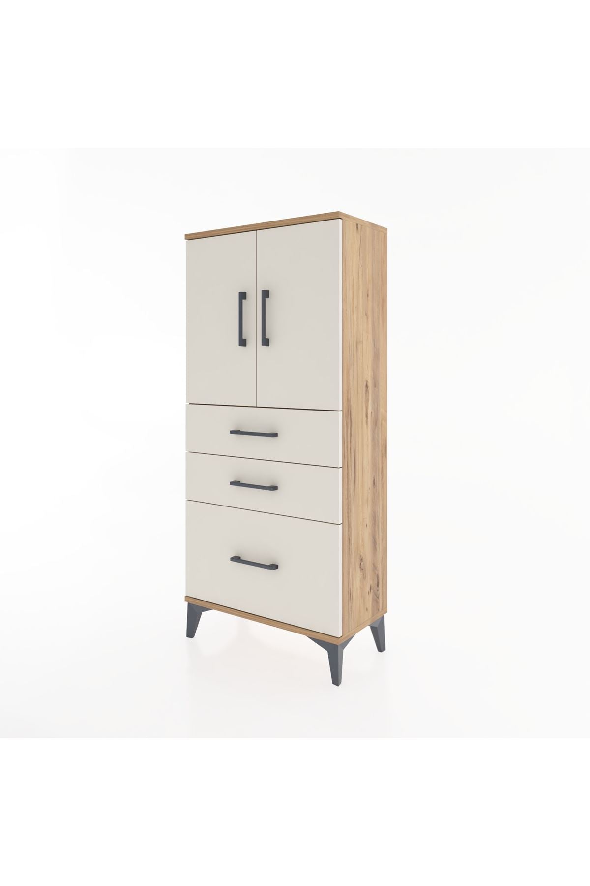 Hyperion Dolap 2 Raflı 3 Çekmeceli 2 Kapaklı 60x44x134 Çam-Aytaşı