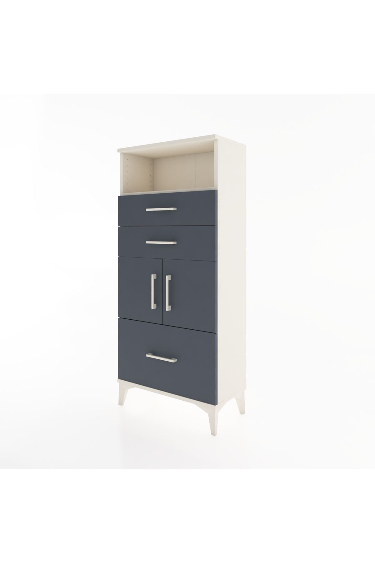 Hyperion Dolap 2 Raflı 3 Çekmeceli 2 Kapaklı 60x44x134 Aytaşı-Antrasit