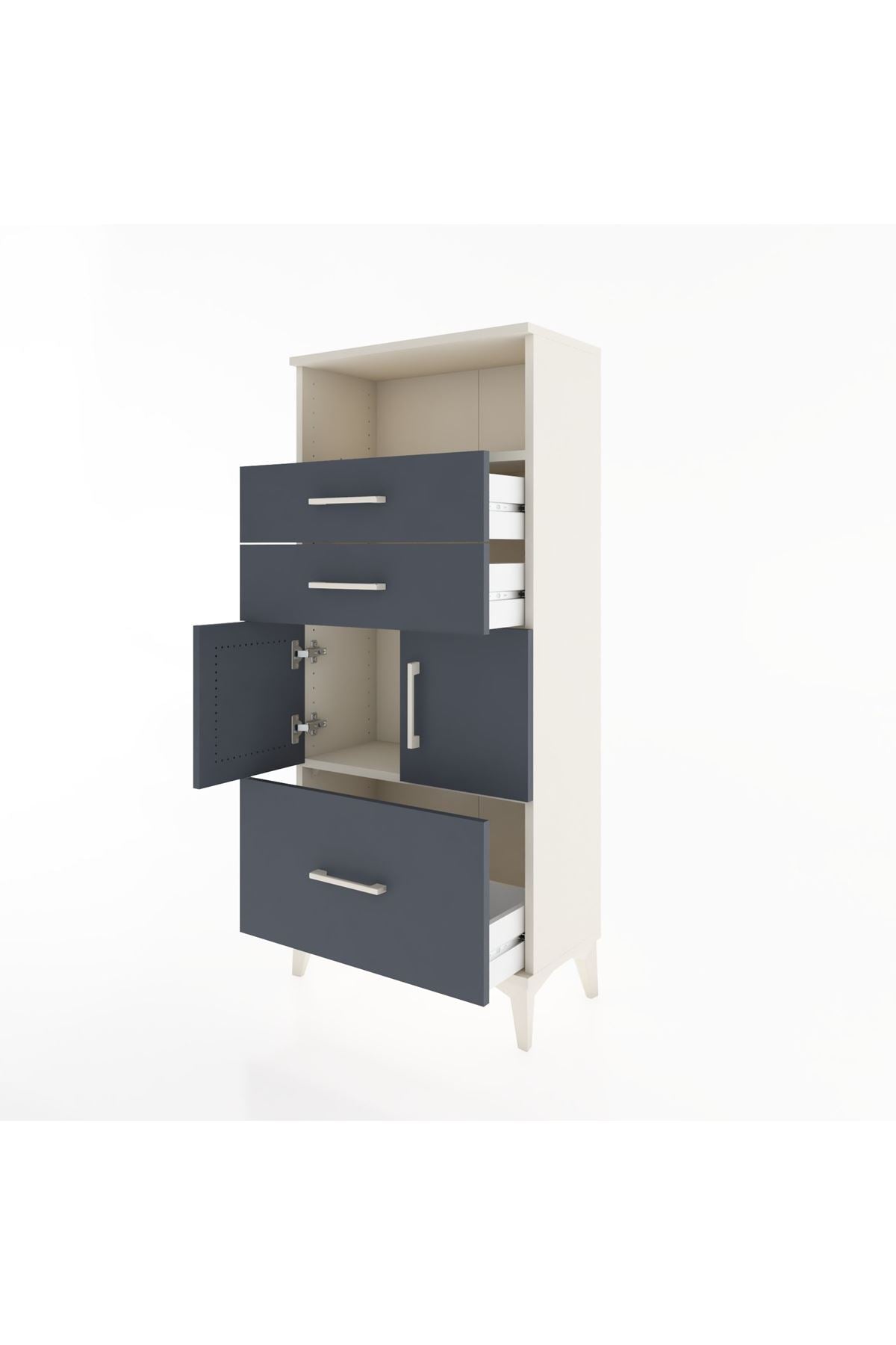 Hyperion Dolap 2 Raflı 3 Çekmeceli 2 Kapaklı 60x44x134 Aytaşı-Antrasit