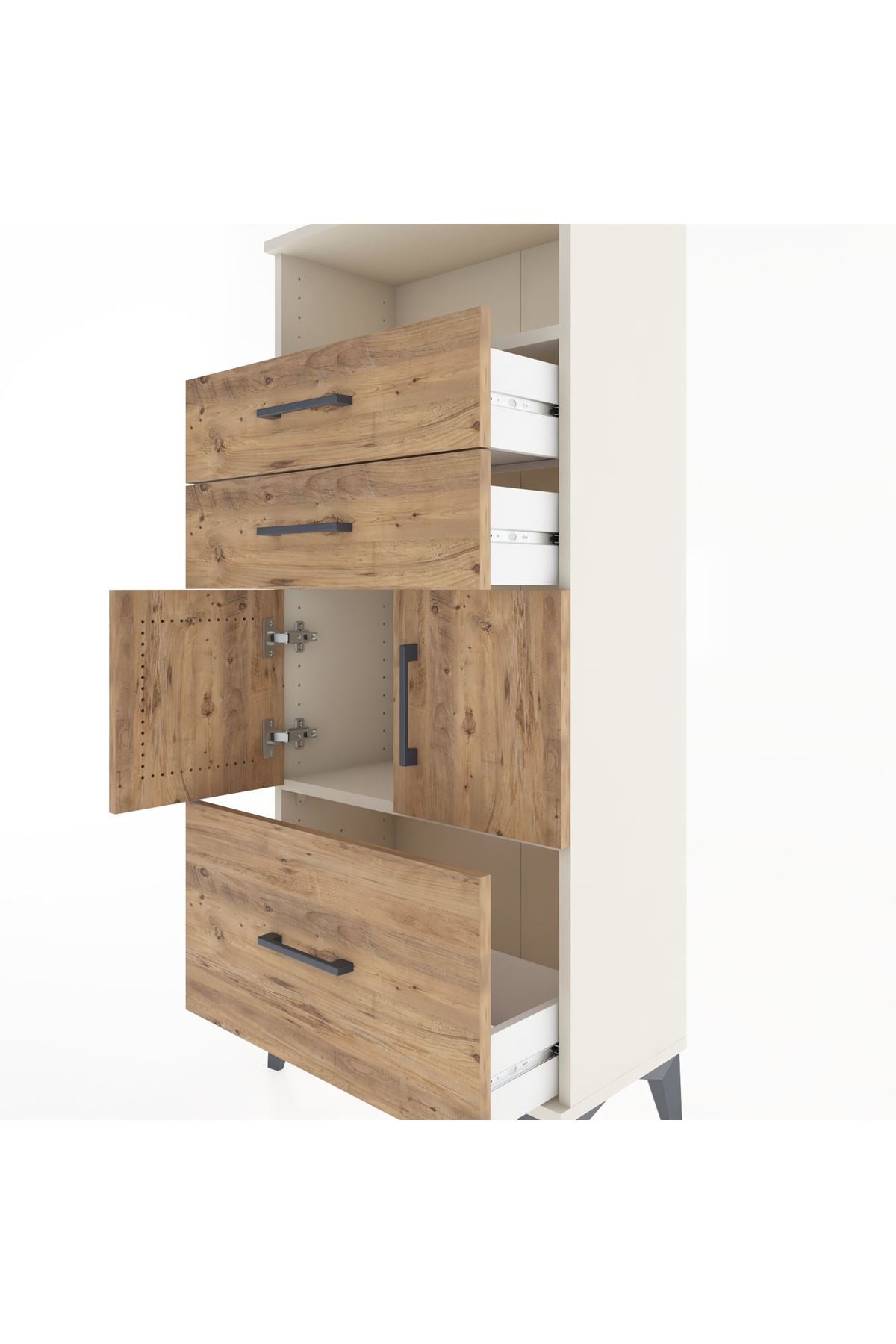 Hyperion Dolap 2 Raflı 3 Çekmeceli 2 Kapaklı 60x44x134 Aytaşı-Çam