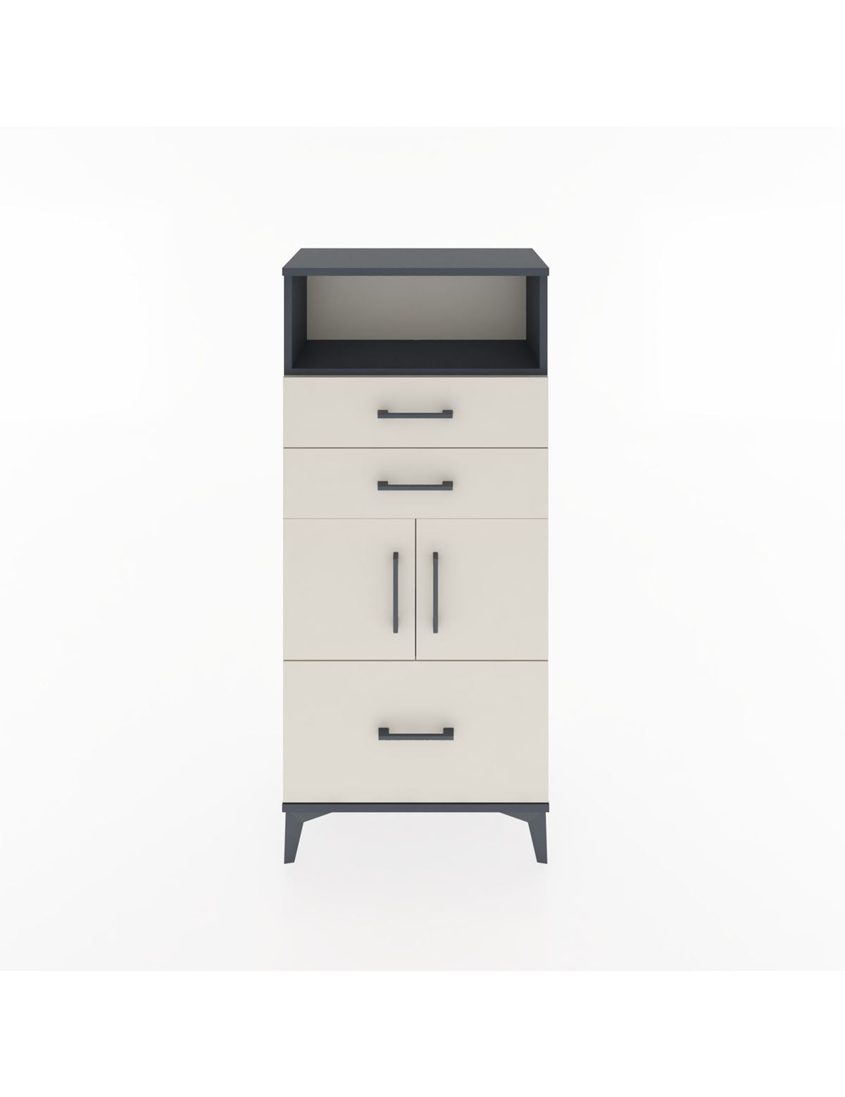 Hyperion Dolap 2 Raflı 3 Çekmeceli 2 Kapaklı 60x44x134 Antrasit-Aytaşı