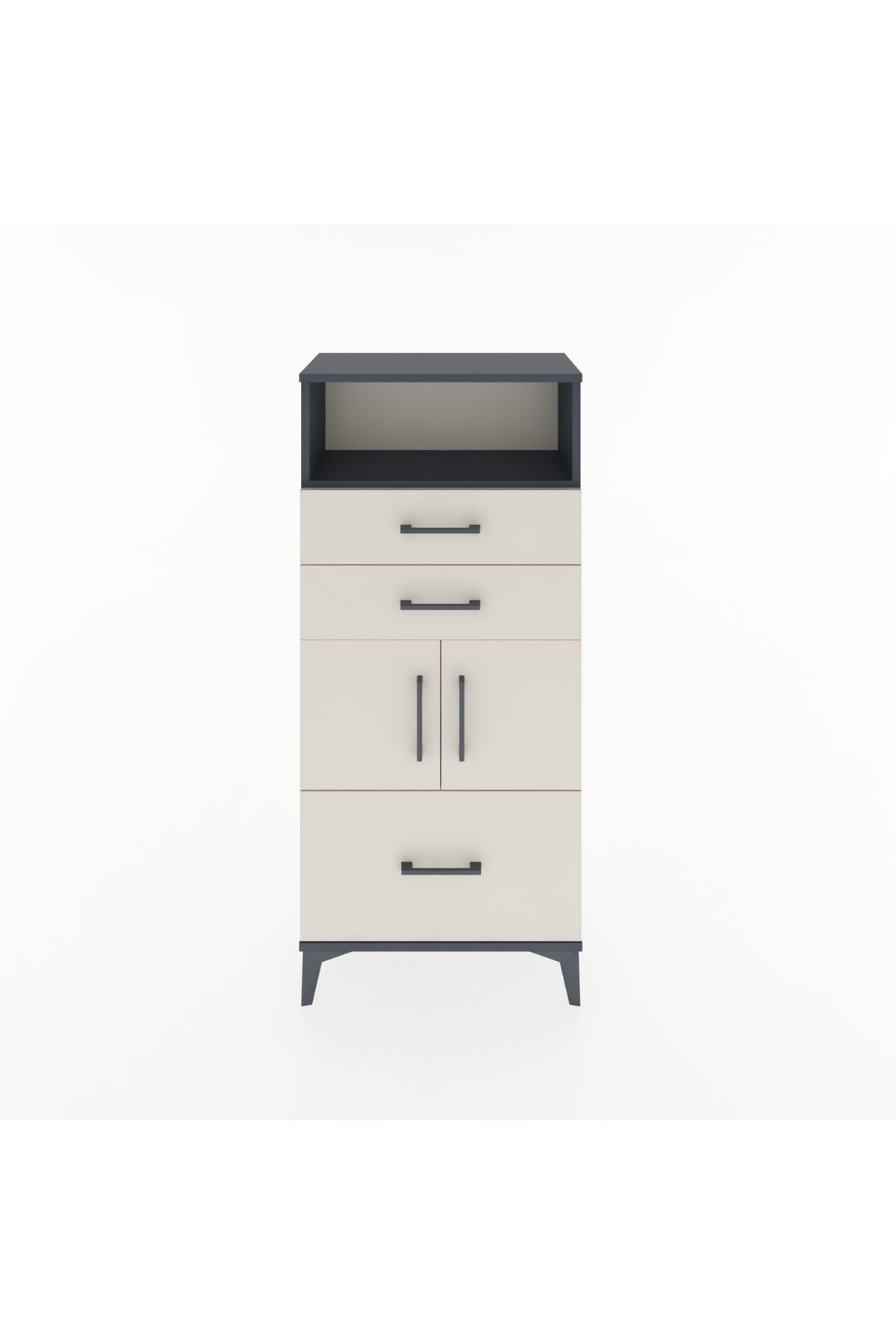 Hyperion Dolap 2 Raflı 3 Çekmeceli 2 Kapaklı 60x44x134 Antrasit-Aytaşı