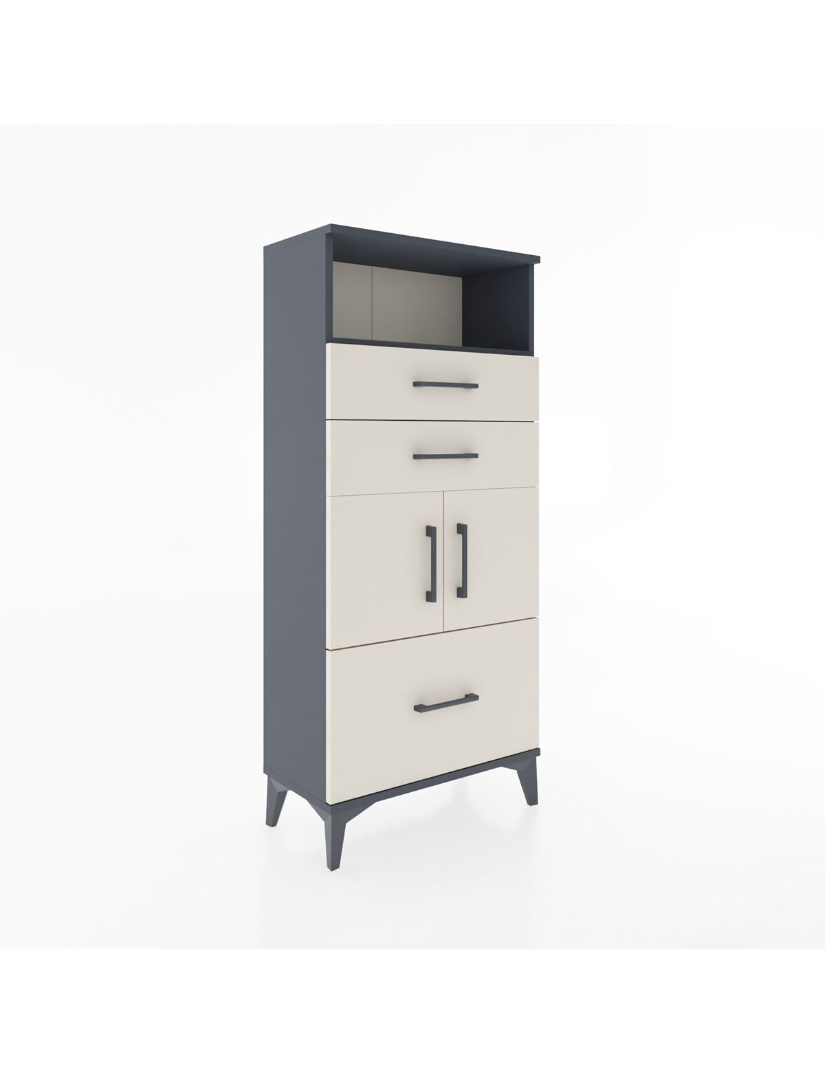 Hyperion Dolap 2 Raflı 3 Çekmeceli 2 Kapaklı 60x44x134 Antrasit-Aytaşı