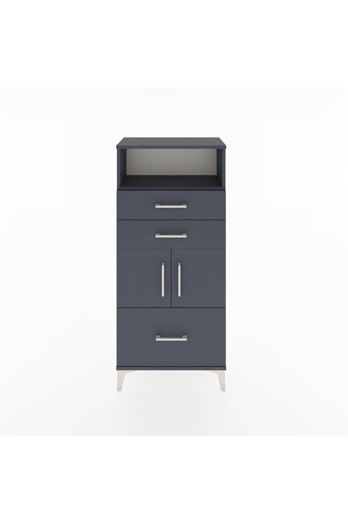 Hyperion Dolap 2 Raflı 3 Çekmeceli 2 Kapaklı 60x44x134 Antrasit-Antrasit