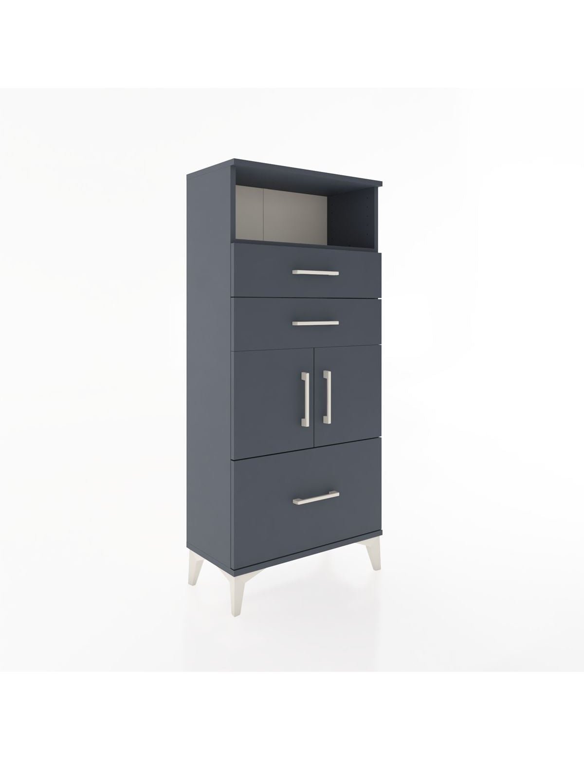 Hyperion Dolap 2 Raflı 3 Çekmeceli 2 Kapaklı 60x44x134 Antrasit-Antrasit