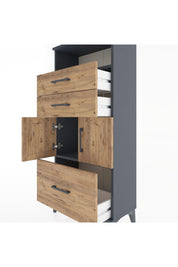 Hyperion Dolap 2 Raflı 3 Çekmeceli 2 Kapaklı 60x44x134 Antrasit-Çam