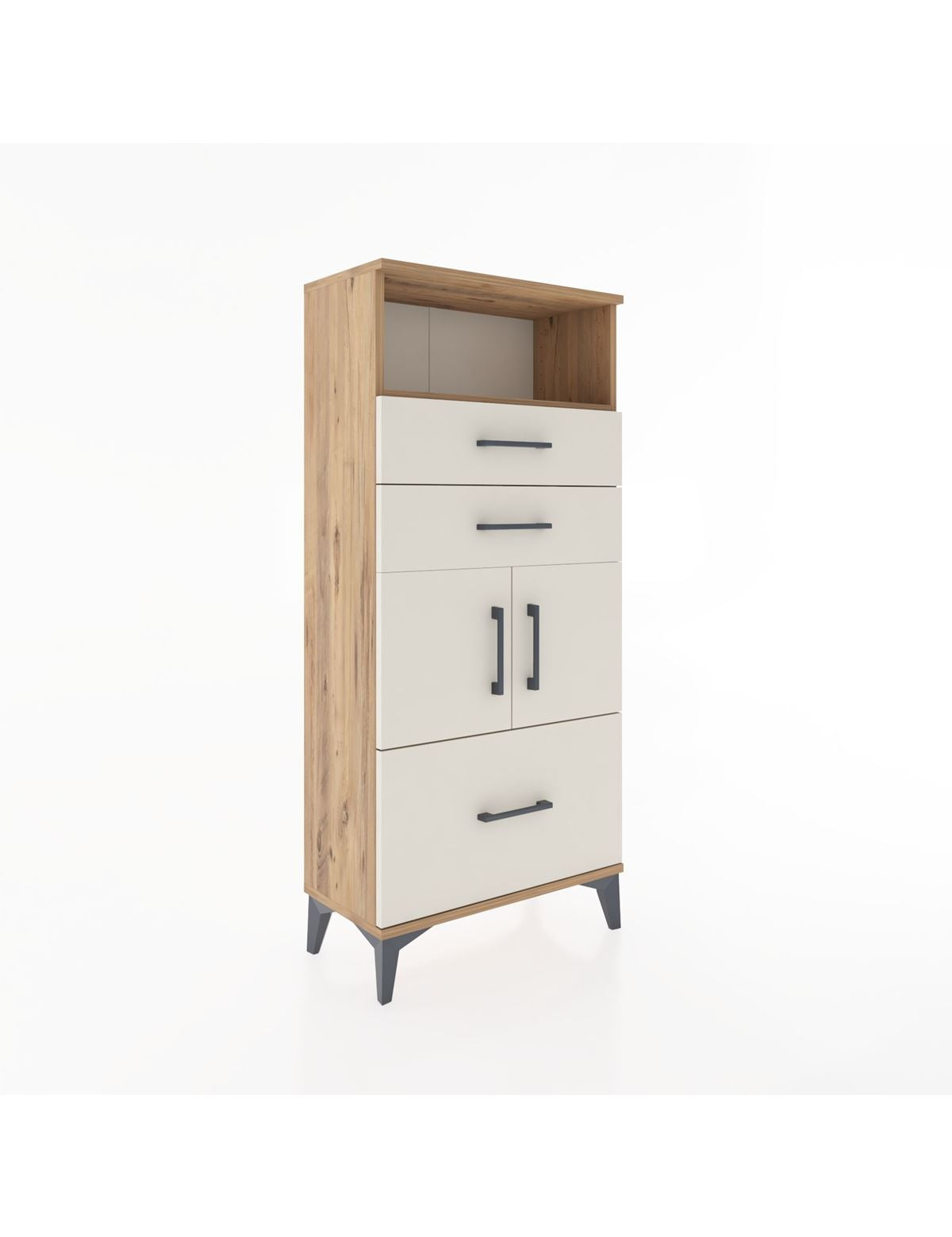 Hyperion Dolap 2 Raflı 3 Çekmeceli 2 Kapaklı 60x44x134 Çam-Aytaşı