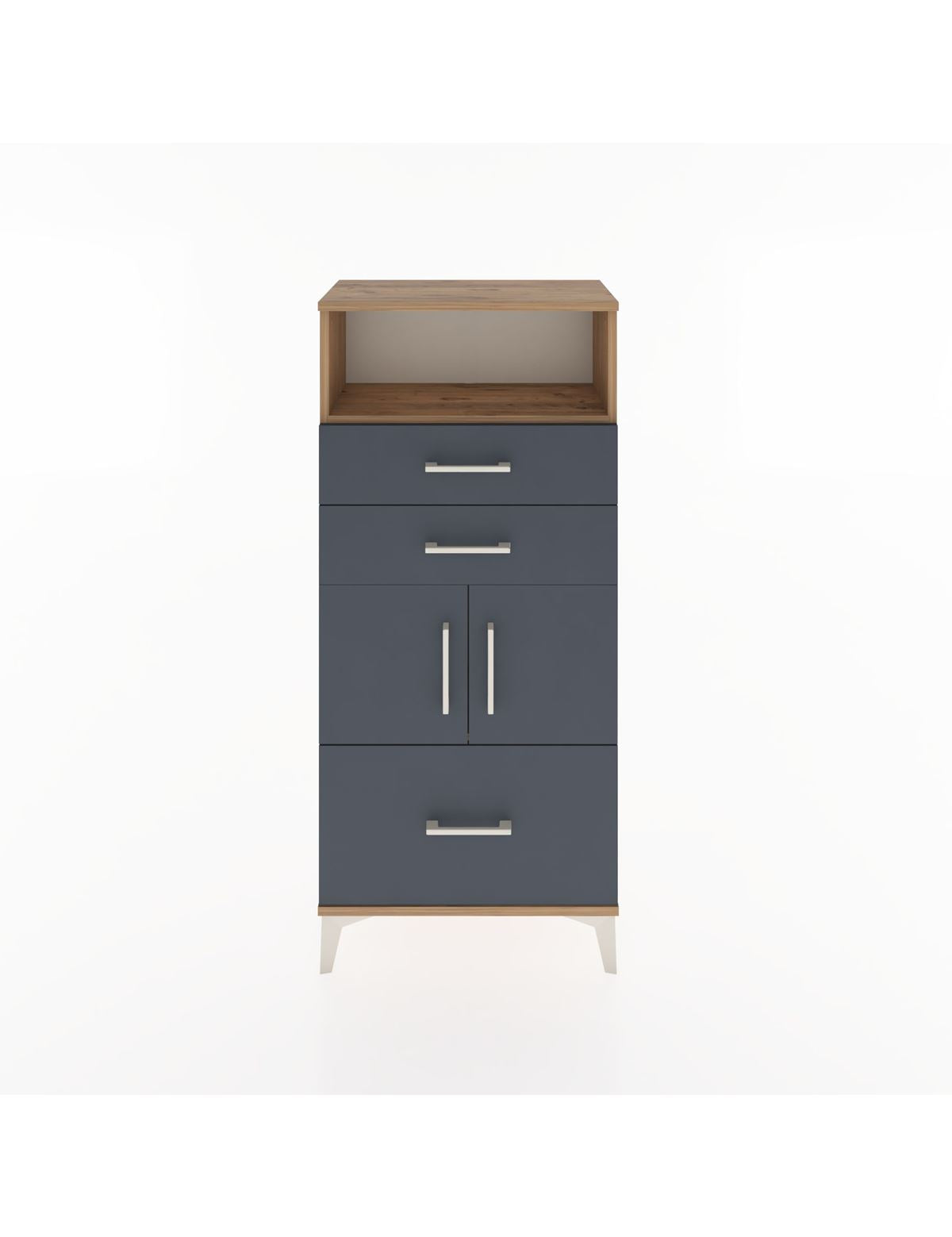 Hyperion Dolap 2 Raflı 3 Çekmeceli 2 Kapaklı 60x44x134 Çam-Antrasit