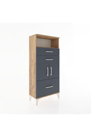 Hyperion Dolap 2 Raflı 3 Çekmeceli 2 Kapaklı 60x44x134 Çam-Antrasit