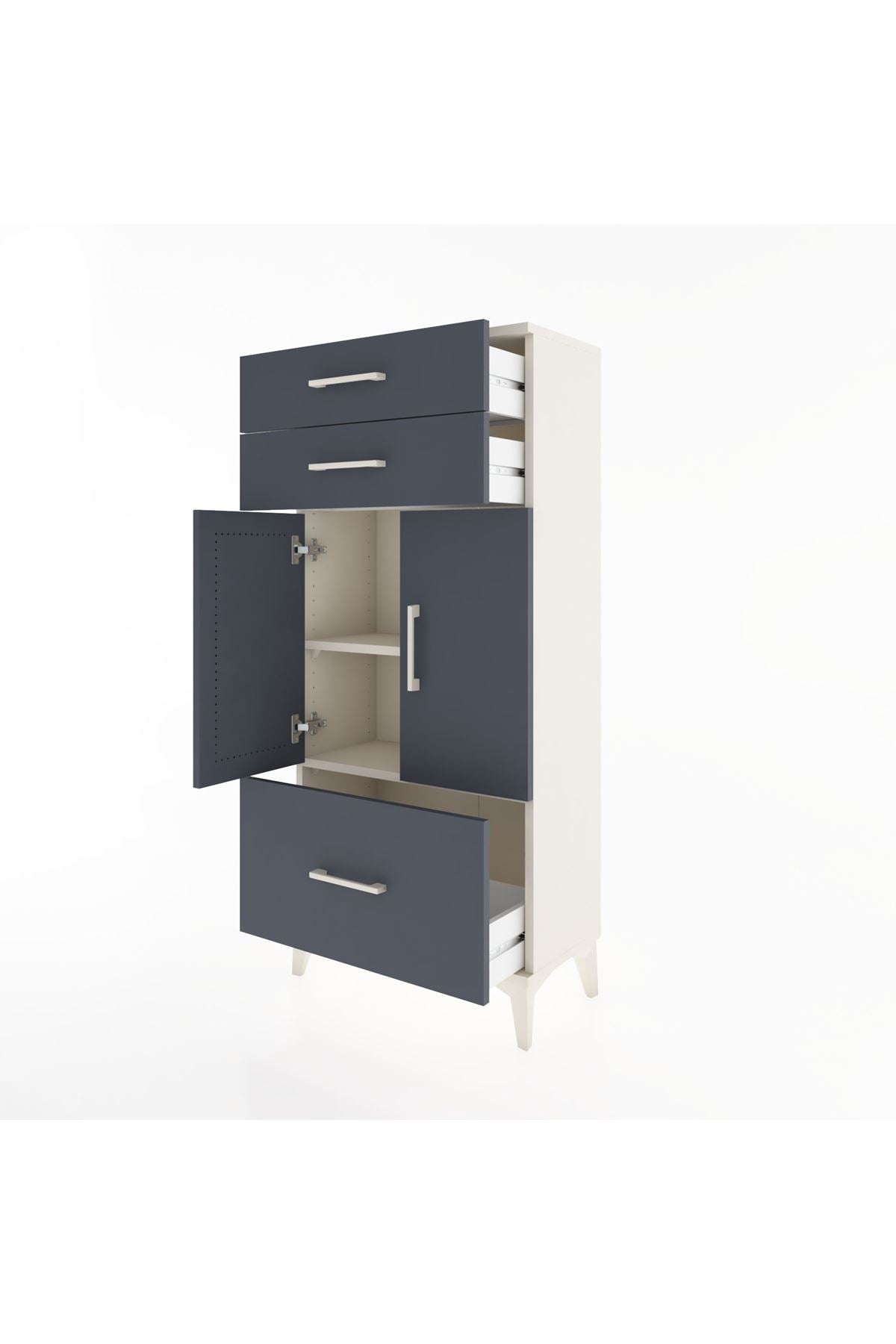 Hyperion Dolap 2 Raflı 3 Çekmeceli 2 Kapaklı 60x44x134 Aytaşı-Antrasit