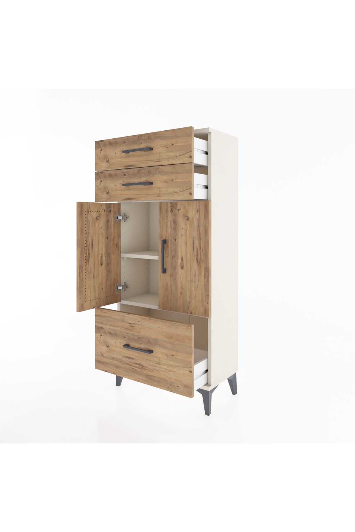 Hyperion Dolap 2 Raflı 3 Çekmeceli 2 Kapaklı 60x44x134 Aytaşı-Çam