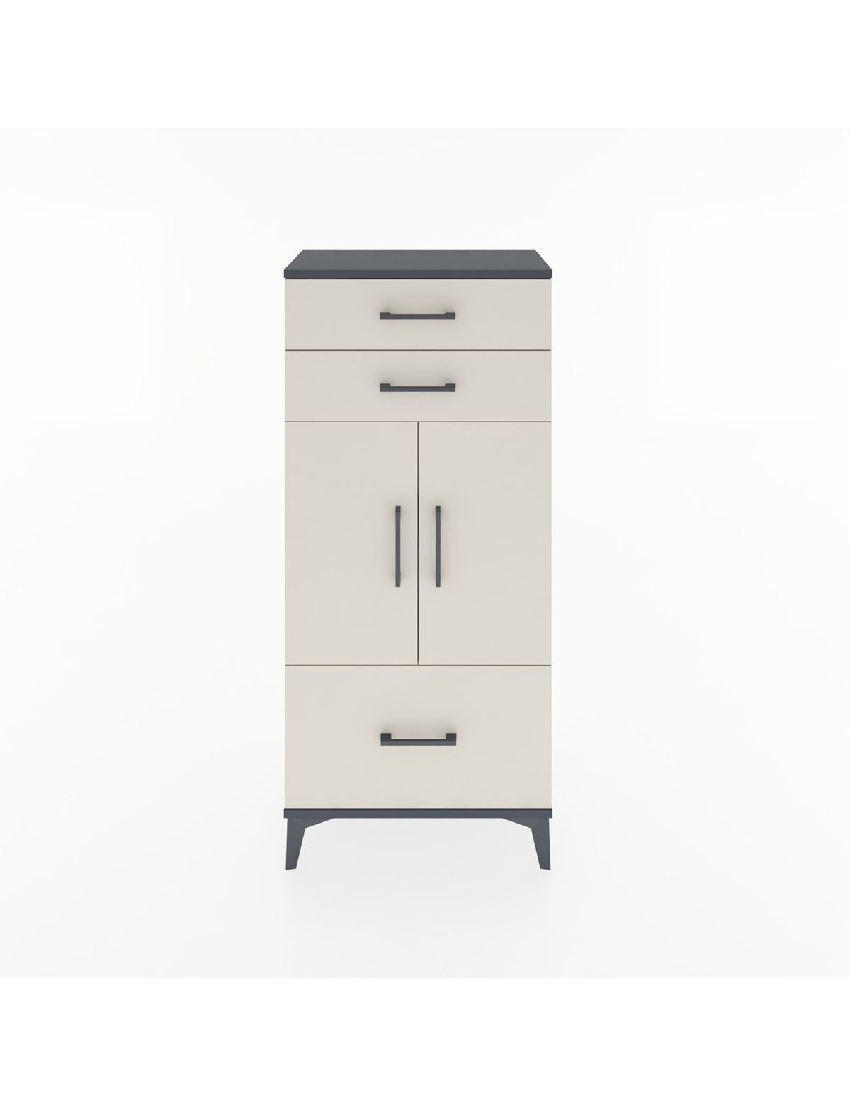 Hyperion Dolap 2 Raflı 3 Çekmeceli 2 Kapaklı 60x44x134 Antrasit-Aytaşı