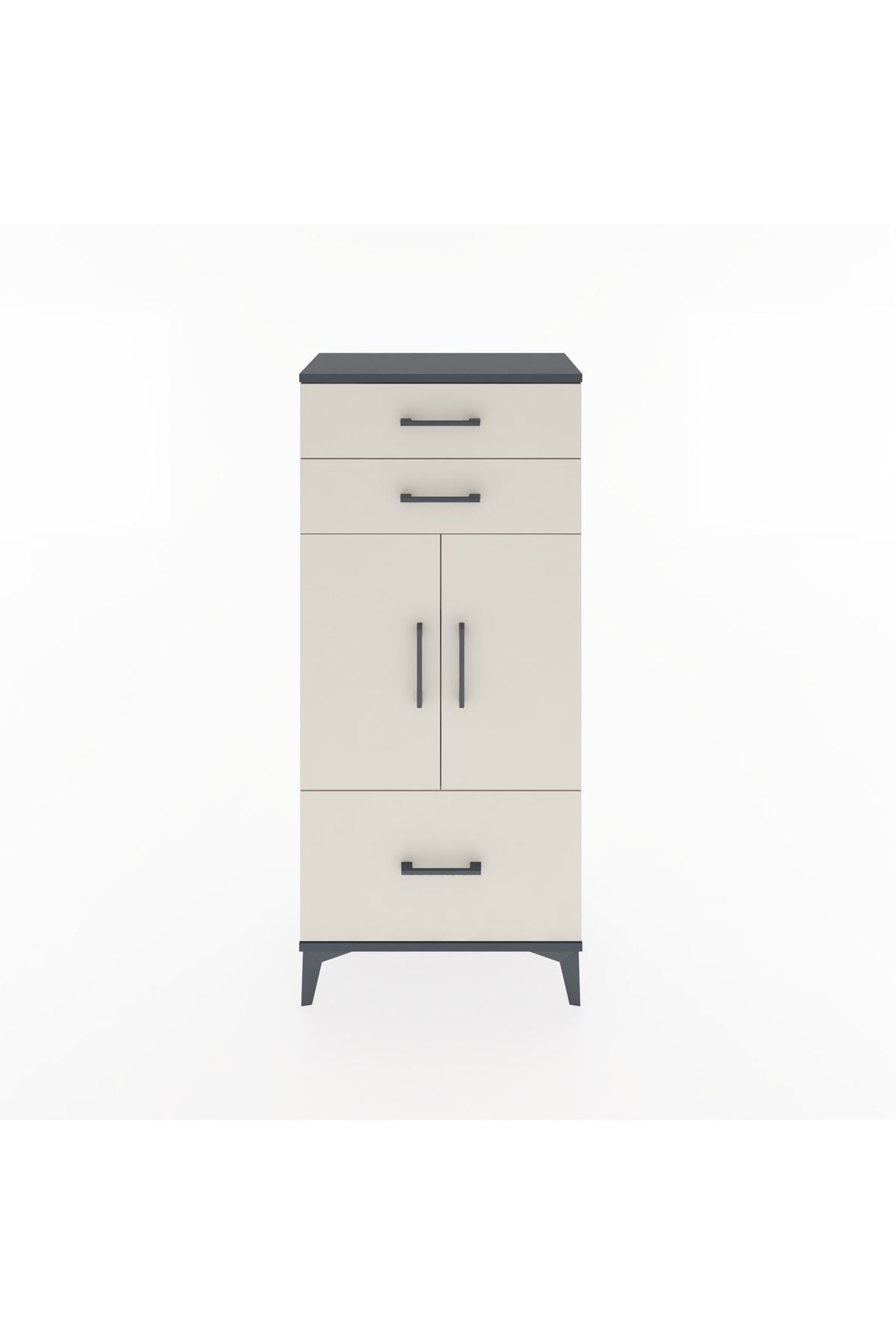 Hyperion Dolap 2 Raflı 3 Çekmeceli 2 Kapaklı 60x44x134 Antrasit-Aytaşı