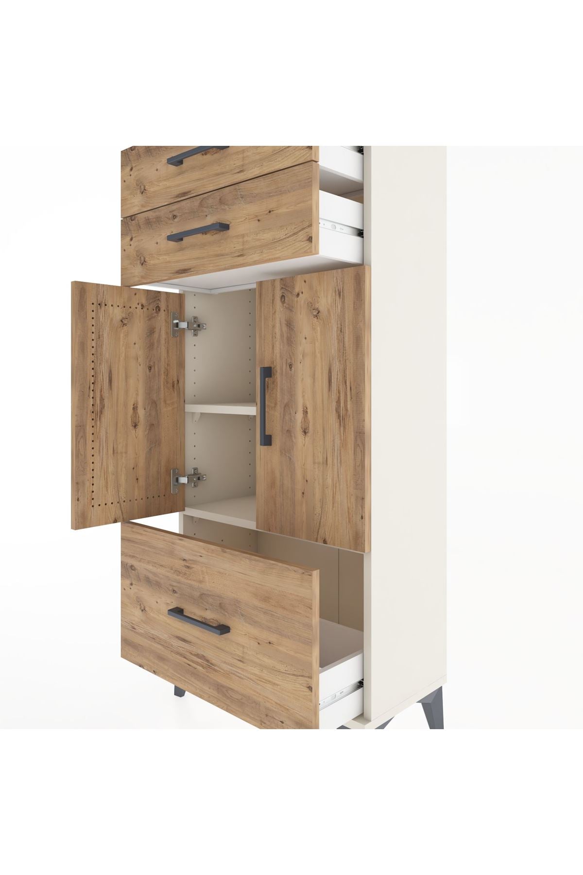 Hyperion Dolap 2 Raflı 3 Çekmeceli 2 Kapaklı 60x44x134 Aytaşı-Çam