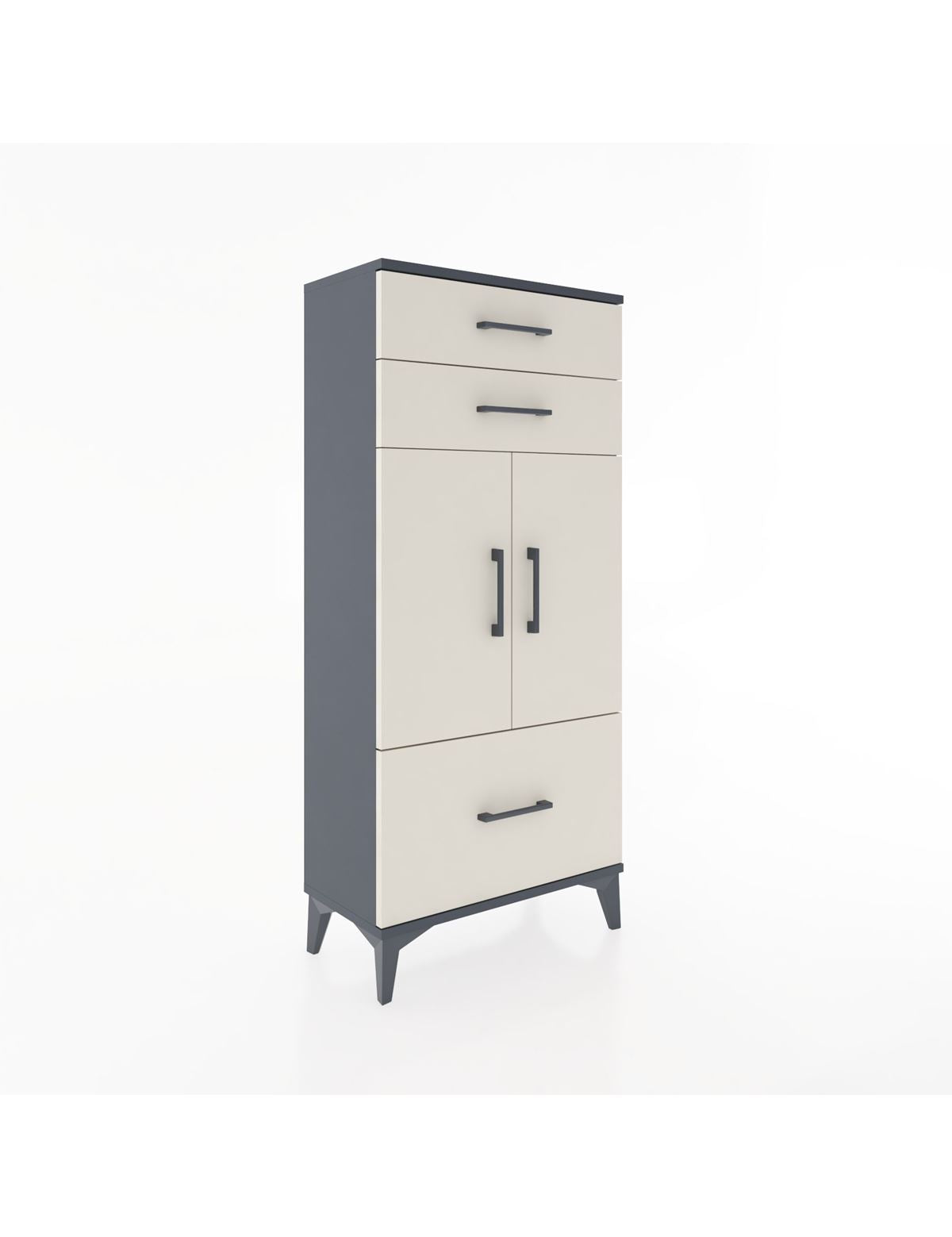 Hyperion Dolap 2 Raflı 3 Çekmeceli 2 Kapaklı 60x44x134 Antrasit-Aytaşı